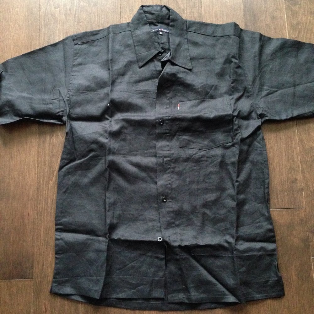 Tommy Hilfiger Black Linnen Short Sleeve Shirt